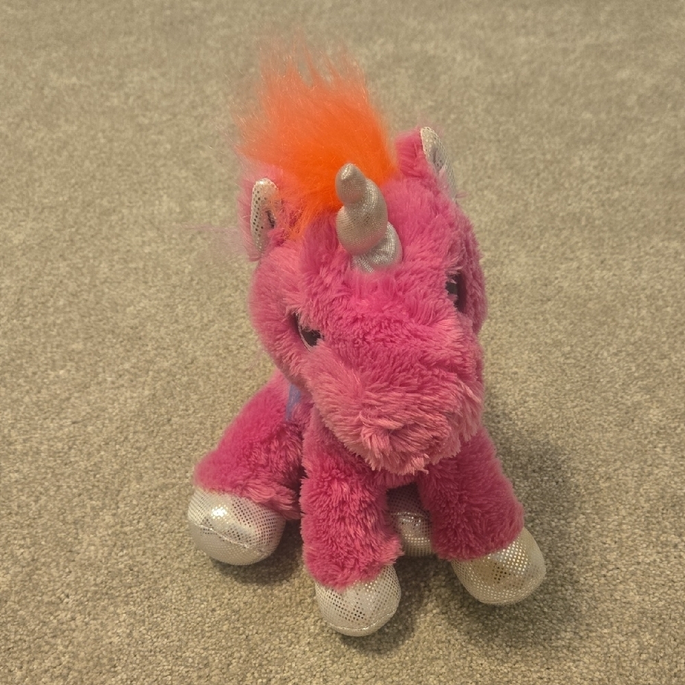 Crystal Aurora World Plush Pink Unicorn Toy 12"